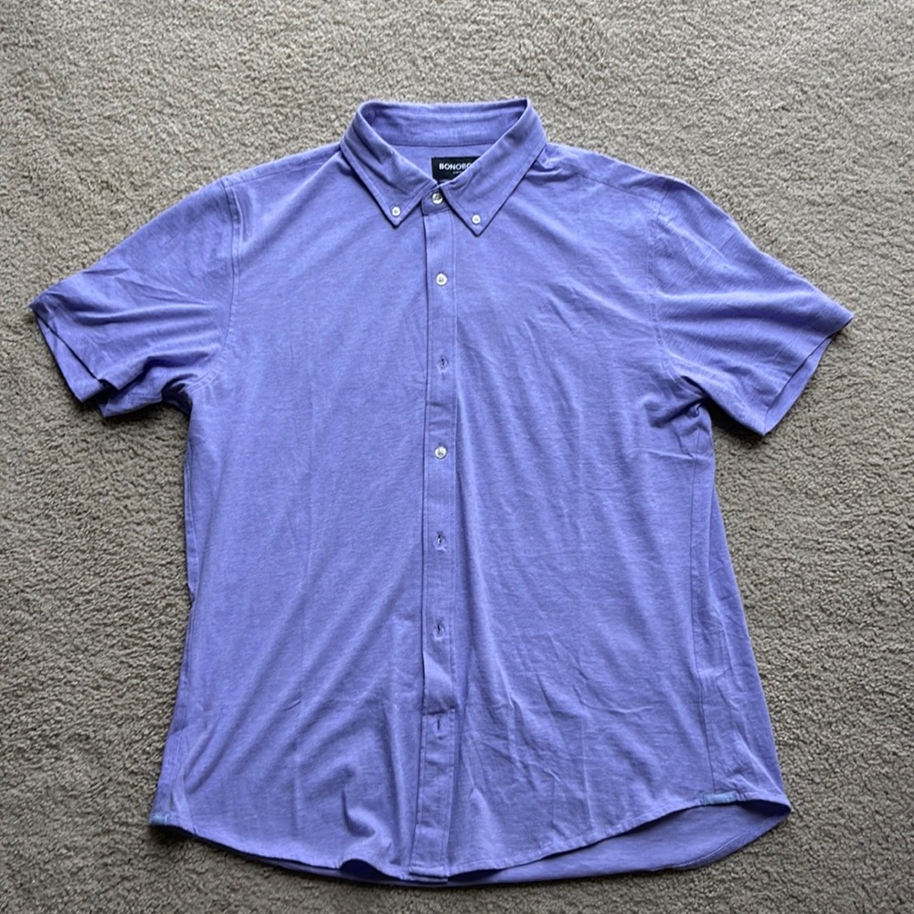 Bonobos XL Slim Fit Purple Short Sleeve Button Down